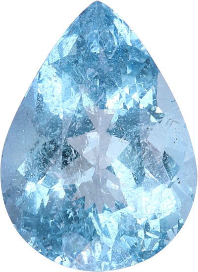 Pear cut aquamarine, 10.67 by 7.77 mm, shown at actual size