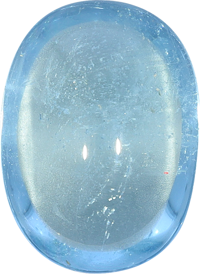 Oval cut aquamarine, 12.98 by 9.47 mm, shown at actual size