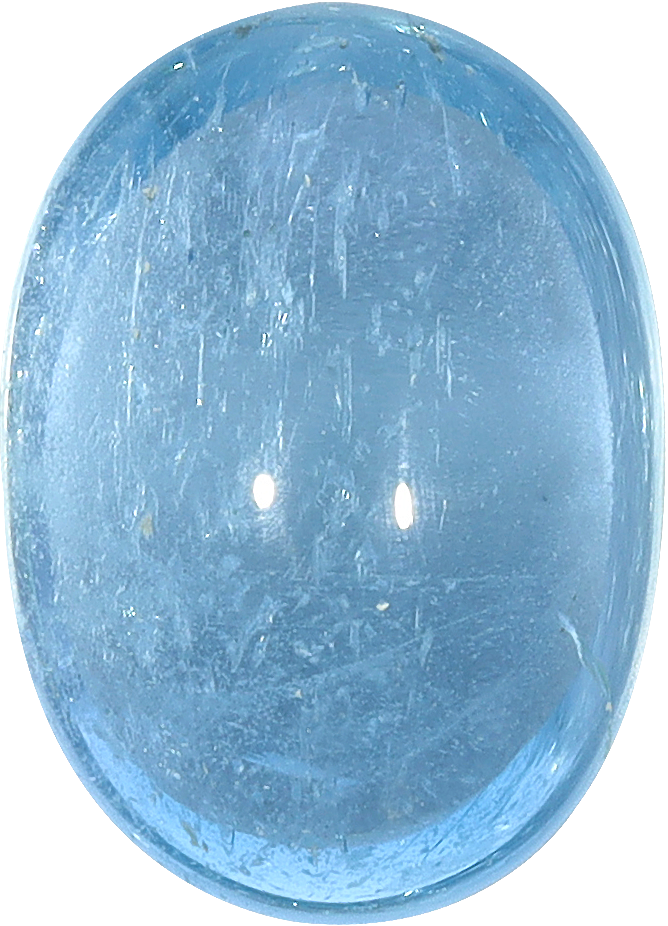Oval cut aquamarine, 13.27 by 9.54 mm, shown at actual size