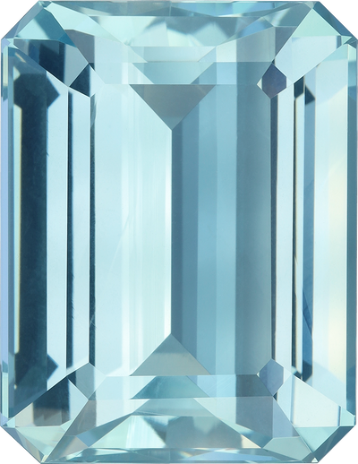Rectangular cut aquamarine, 30.05 by 23.12 mm, shown at actual size
