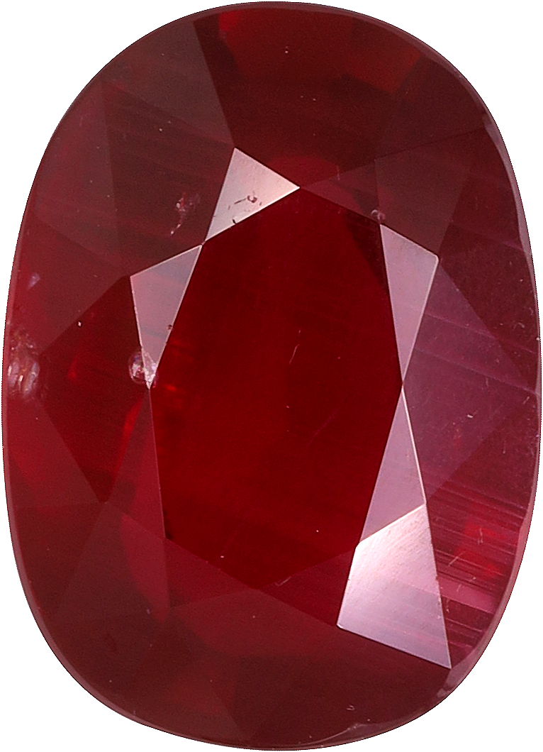 Oval cut mozambique ruby, 9.92 by 7.18 mm, shown at actual size