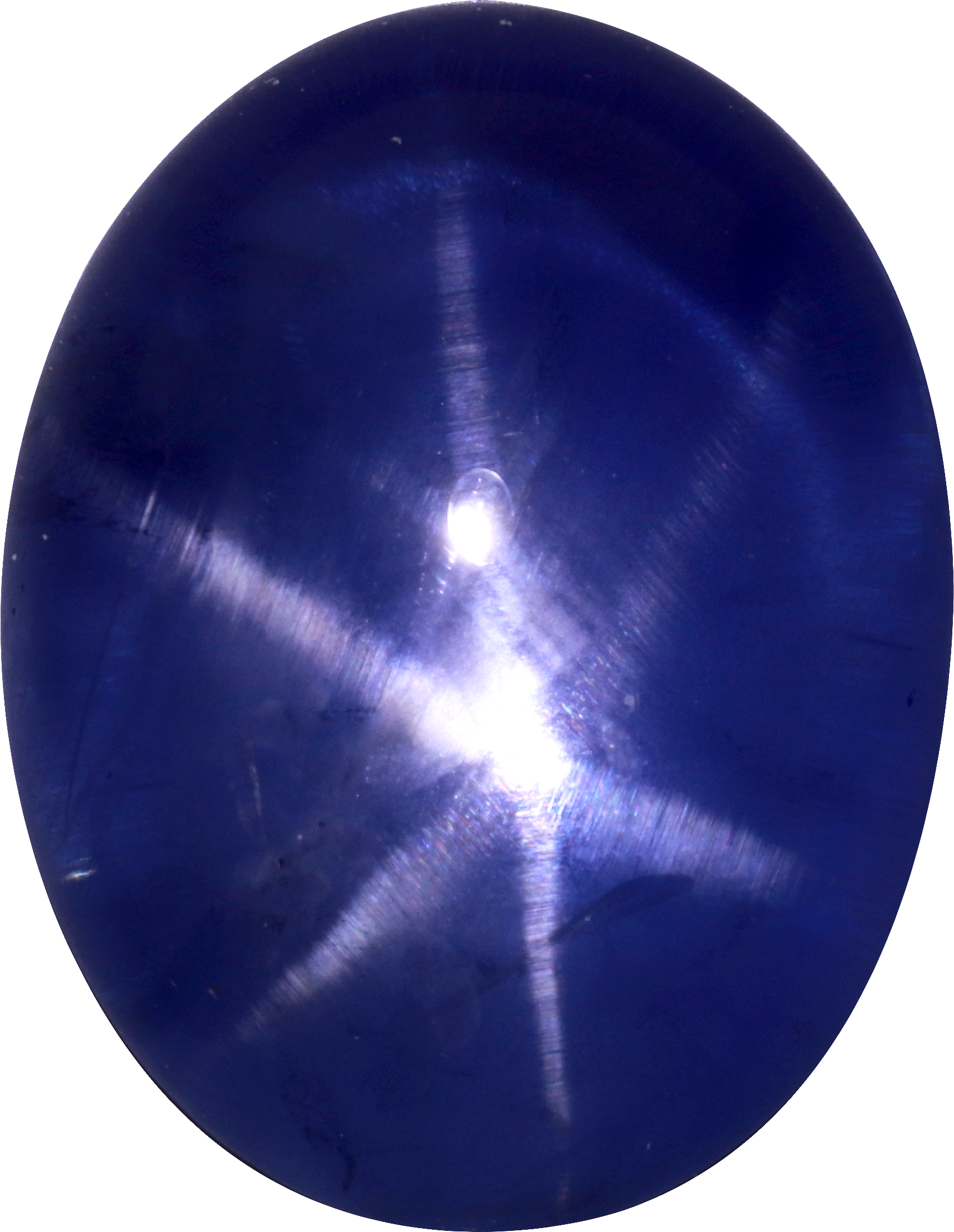 Oval cut blue star sapphire, 15.94 by 12.23 mm, shown at actual size