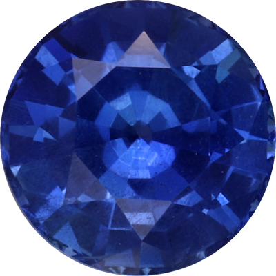 Round cut blue sapphire, 5.75 by 5.72 mm, shown at actual size