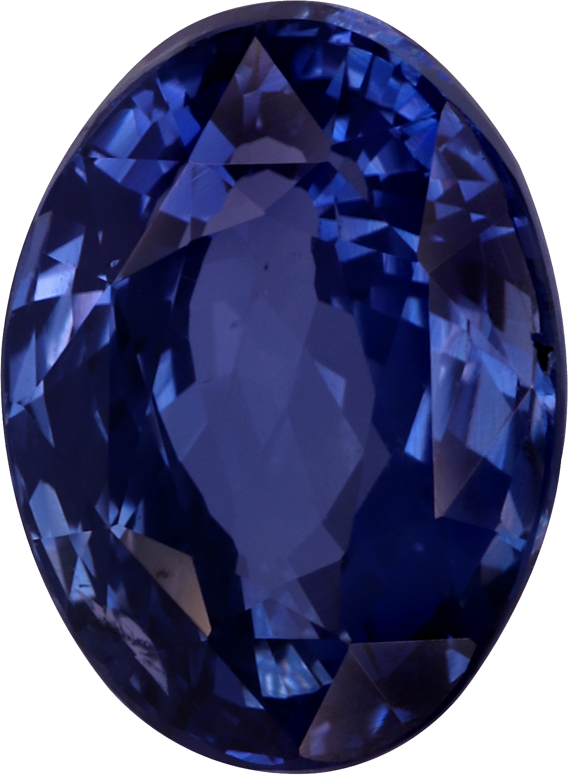 Oval cut blue sapphire, 9.77 by 7.2 mm, shown at actual size