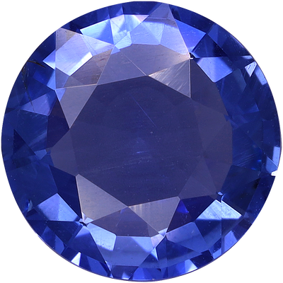 Round cut blue sapphire, 8.68 by 8.65 mm, shown at actual size