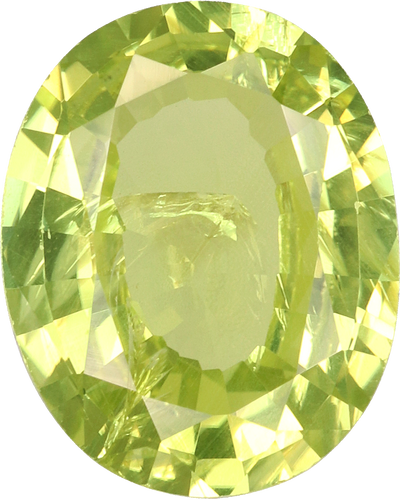 Oval cut chrysoberyl, 11.13 by 8.96 mm, shown at actual size