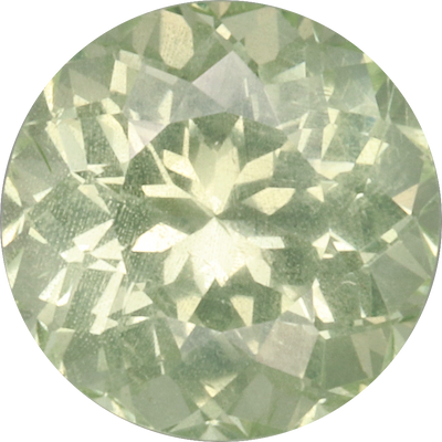 Round cut chrysoberyl, 7.06 by 7.03 mm, shown at actual size