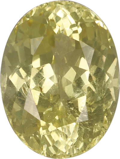 Oval cut chrysoberyl, 9.04 by 6.82 mm, shown at actual size