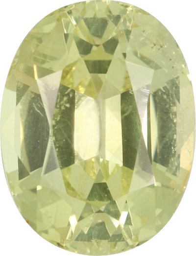 Oval cut chrysoberyl, 9.17 by 7.01 mm, shown at actual size