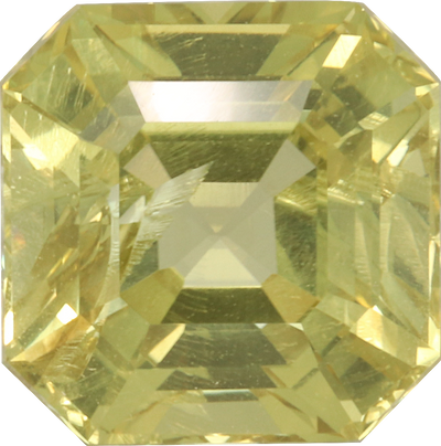 Square cut chrysoberyl, 6.8 by 6.79 mm, shown at actual size