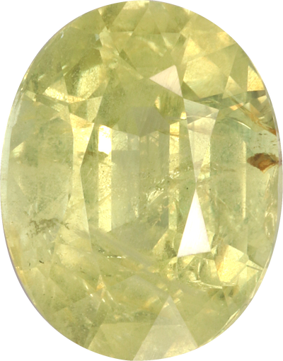 Oval cut chrysoberyl, 11.45 by 8.95 mm, shown at actual size