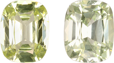 Cushion cut chrysoberyl, 9.07 by 7.1 mm, shown at actual size