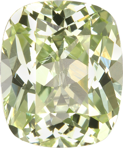 Cushion cut chrysoberyl, 9.14 by 7.65 mm, shown at actual size