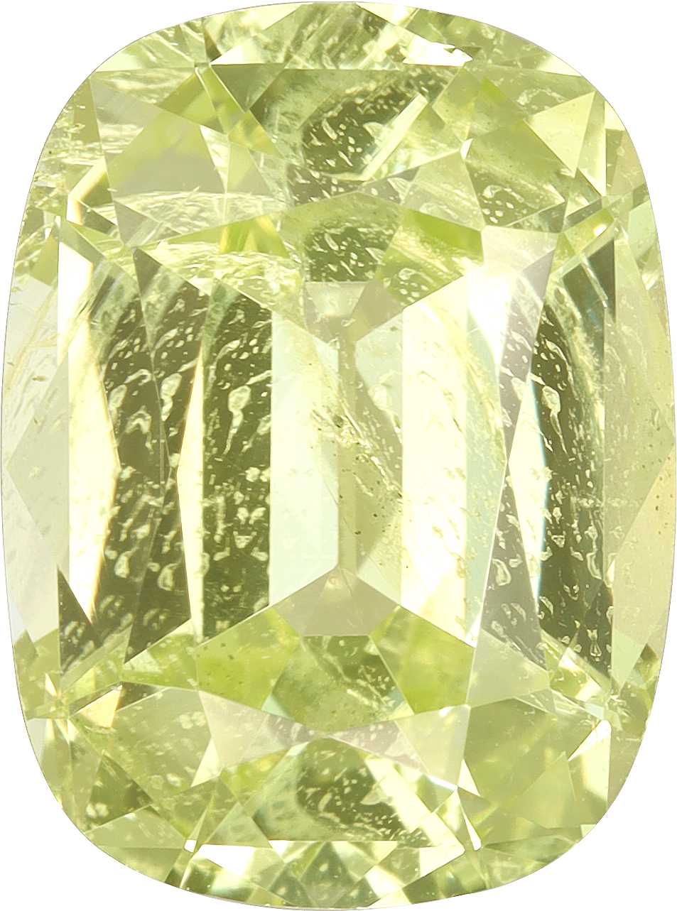 Cushion cut chrysoberyl, 11.4 by 8.48 mm, shown at actual size