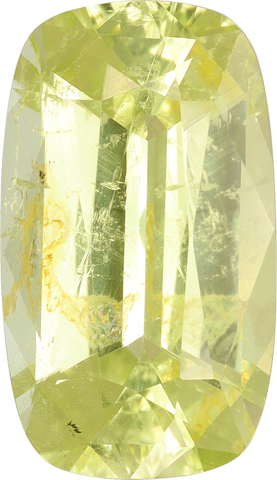 Cushion cut chrysoberyl, 12.48 by 7.22 mm, shown at actual size