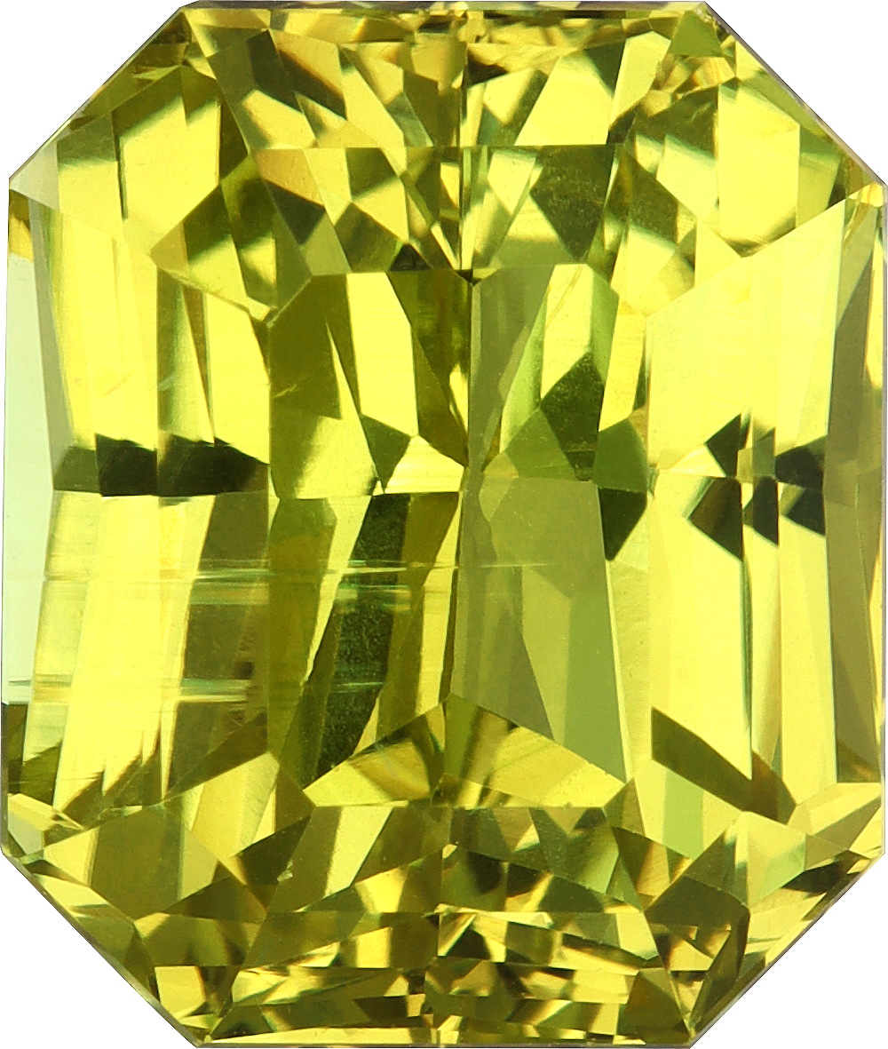Rectangular cut chrysoberyl, 11.86 by 10.05 mm, shown at actual size