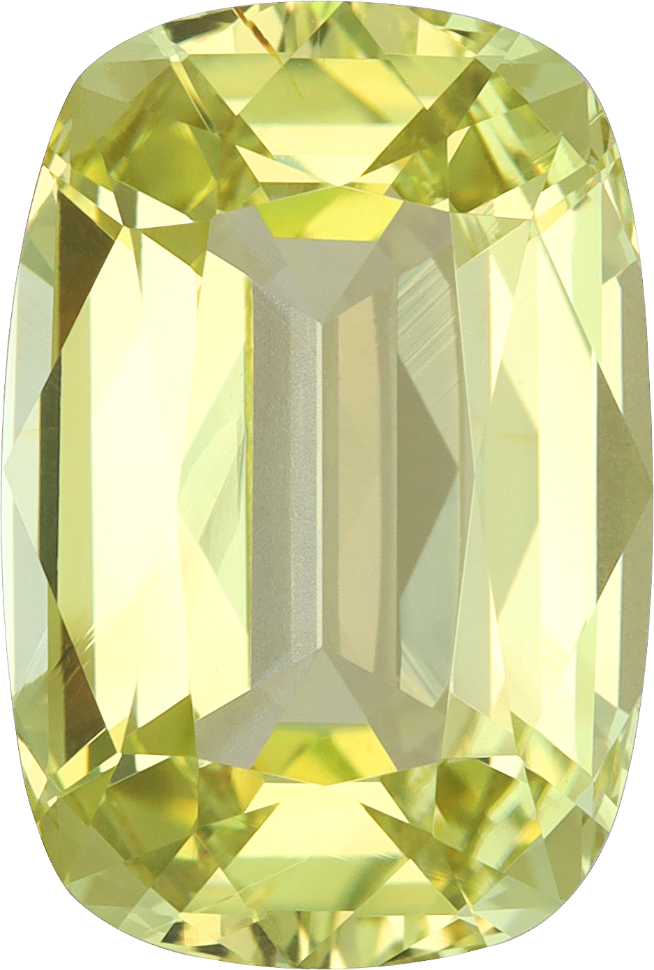 Cushion cut chrysoberyl, 12.52 by 8.44 mm, shown at actual size