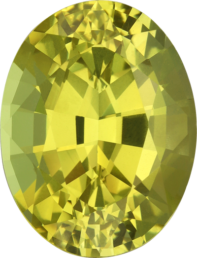 Oval cut chrysoberyl, 14.05 by 10.77 mm, shown at actual size