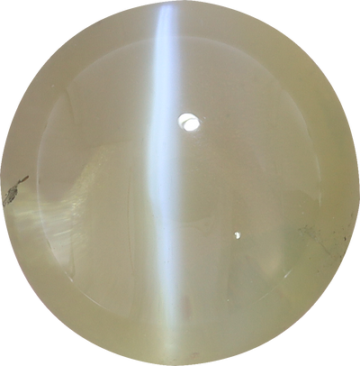 Round cut chrysoberyl, 8.53 by 8.47 mm, shown at actual size