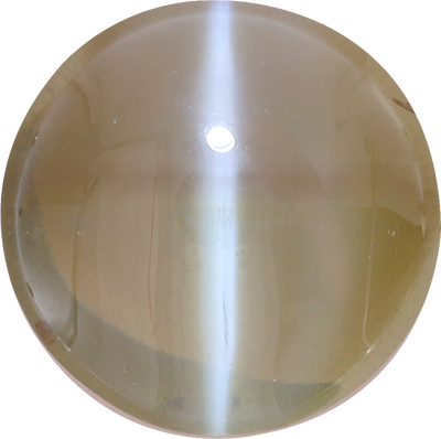 Round cut chrysoberyl, 7.86 by 7.81 mm, shown at actual size