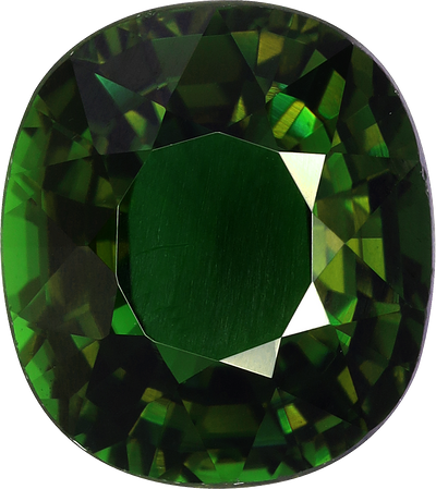 Oval cut chrome tourmaline, 10.42 by 9.24 mm, shown at actual size