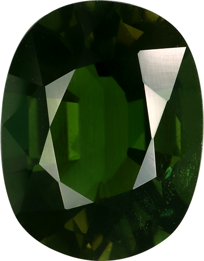 Oval cut chrome tourmaline, 10.49 by 8.13 mm, shown at actual size