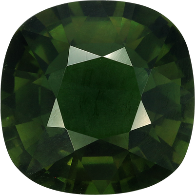 Cushion cut chrome tourmaline, 10.57 by 10.56 mm, shown at actual size