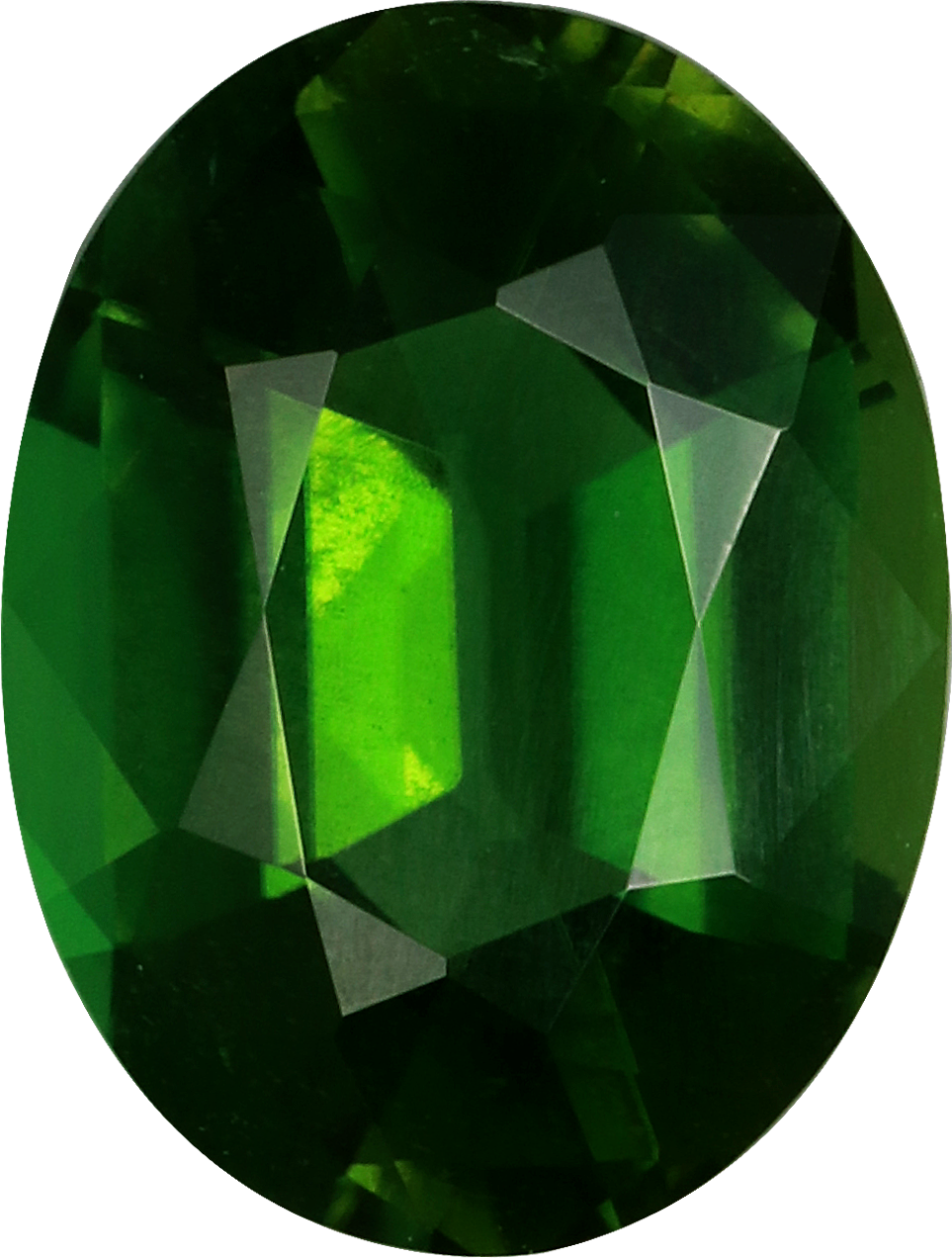 Oval cut chrome tourmaline, 8 by 6.06 mm, shown at actual size