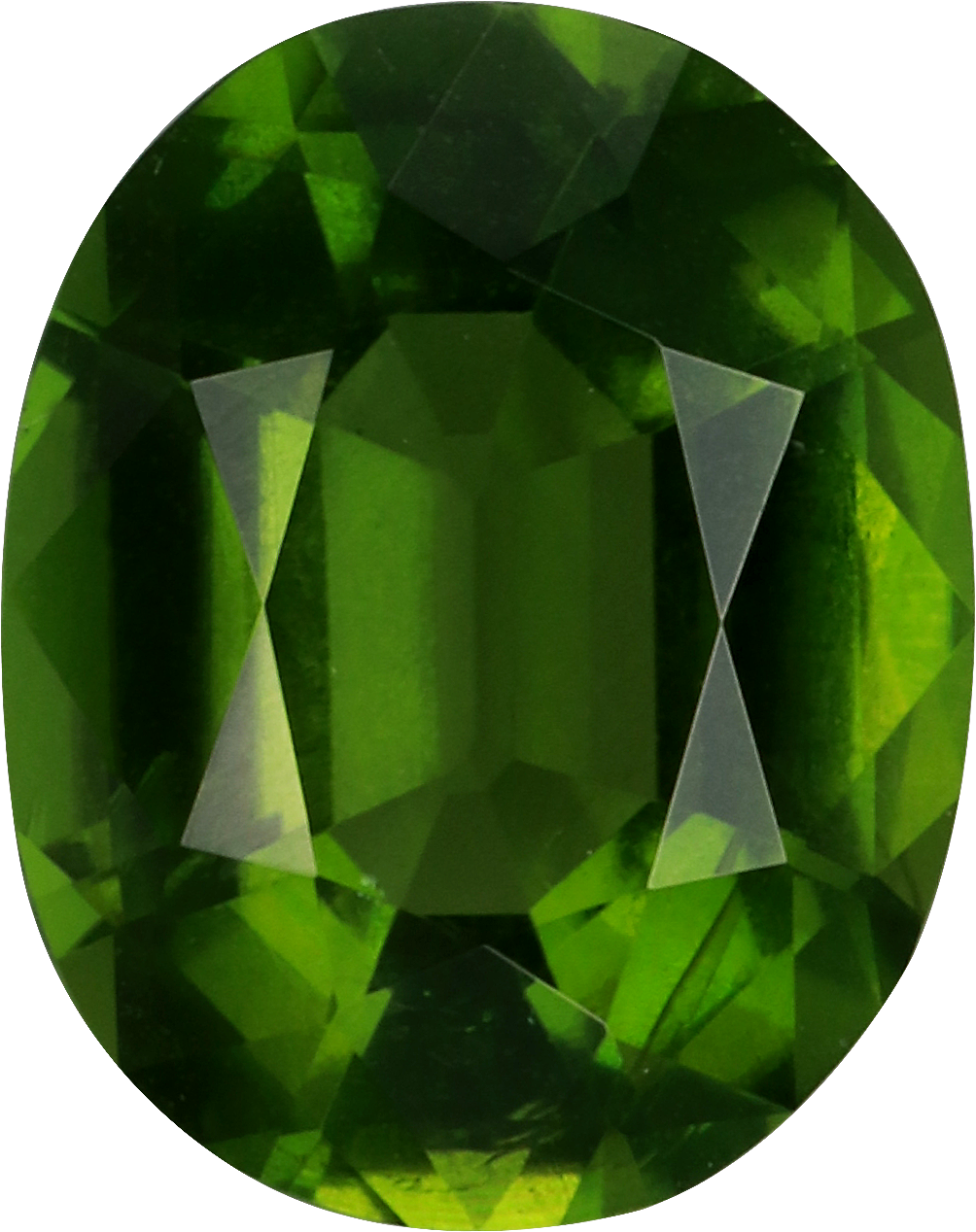 Oval cut chrome tourmaline, 8.8 by 6.98 mm, shown at actual size