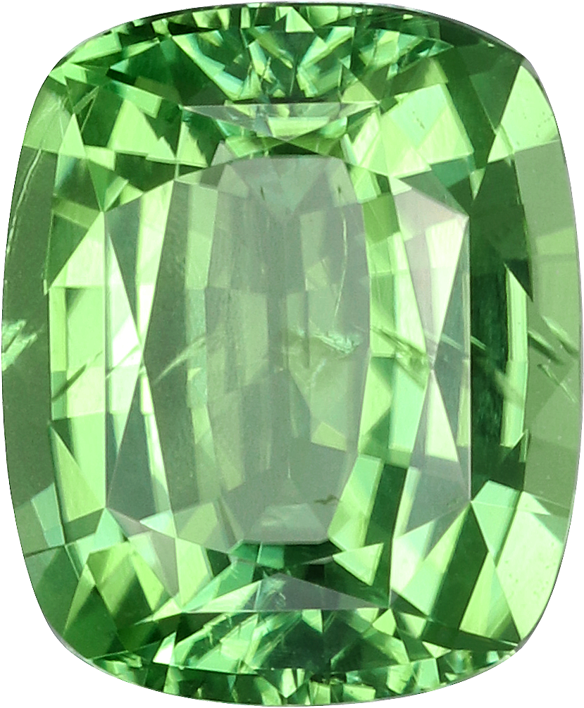 Cushion cut chrome tourmaline, 8.1 by 6.67 mm, shown at actual size