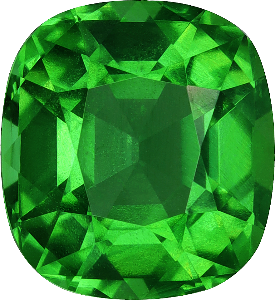 Cushion cut chrome tourmaline, 9.08 by 8.3 mm, shown at actual size