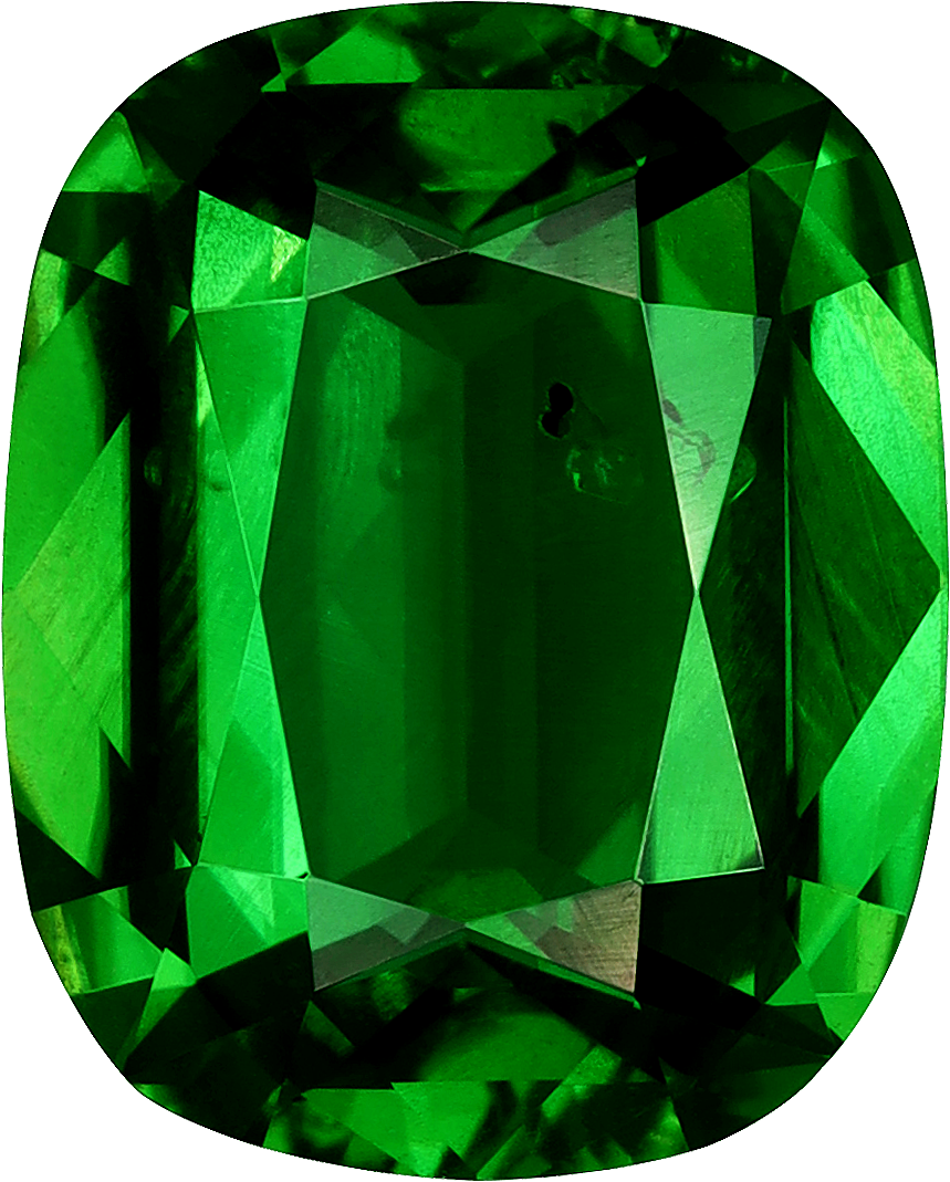 Cushion cut chrome tourmaline, 9.62 by 7.73 mm, shown at actual size