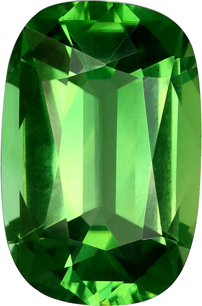 Cushion cut chrome tourmaline, 10.43 by 6.88 mm, shown at actual size