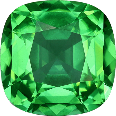 Cushion cut chrome tourmaline, 8 by 7.98 mm, shown at actual size
