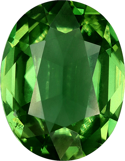 Oval cut chrome tourmaline, 8.95 by 7 mm, shown at actual size