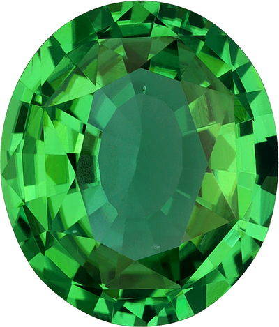 Oval cut chrome tourmaline, 10.54 by 9.04 mm, shown at actual size