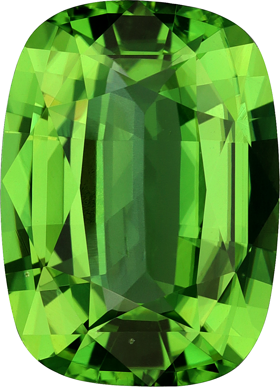 Cushion cut chrome tourmaline, 12.5 by 9.06 mm, shown at actual size