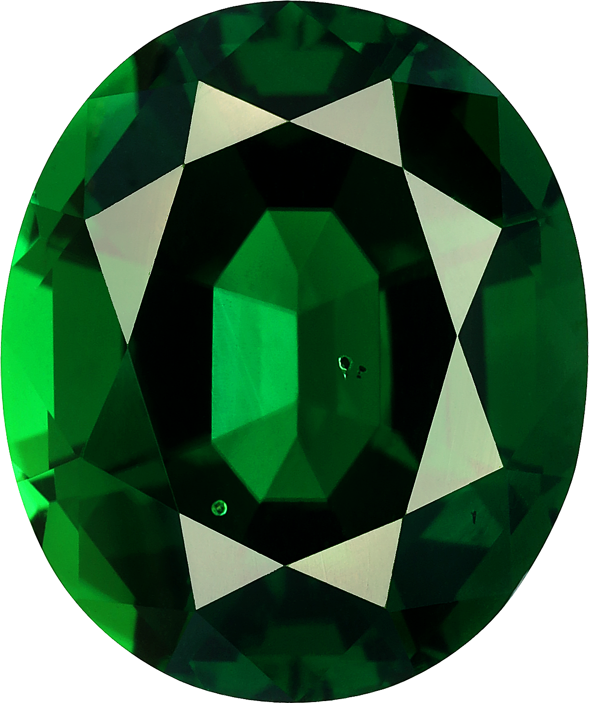Oval cut chrome tourmaline, 13.95 by 11.69 mm, shown at actual size