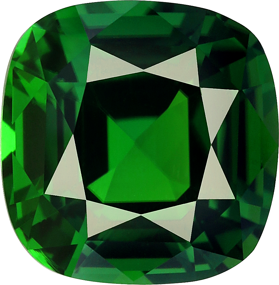 Cushion cut chrome tourmaline, 9.08 by 8.82 mm, shown at actual size
