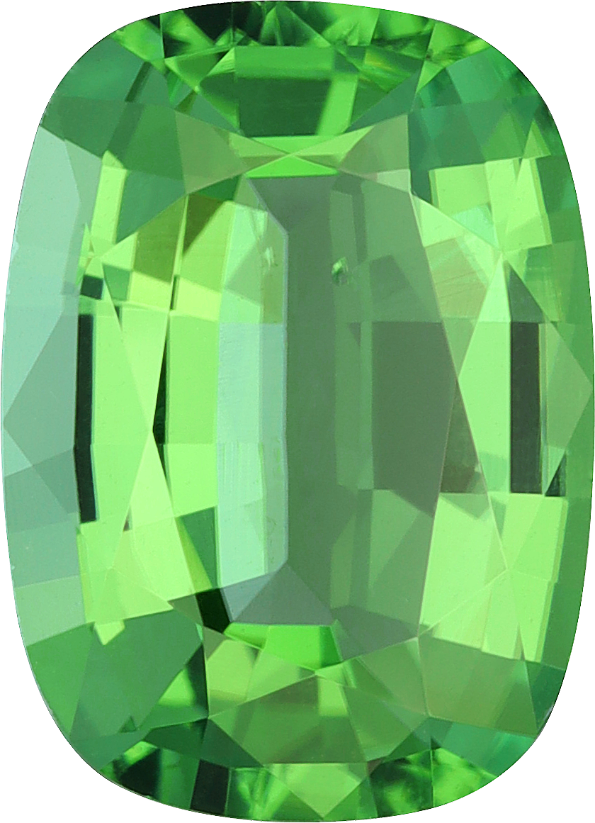 Cushion cut chrome tourmaline, 11.26 by 8.16 mm, shown at actual size