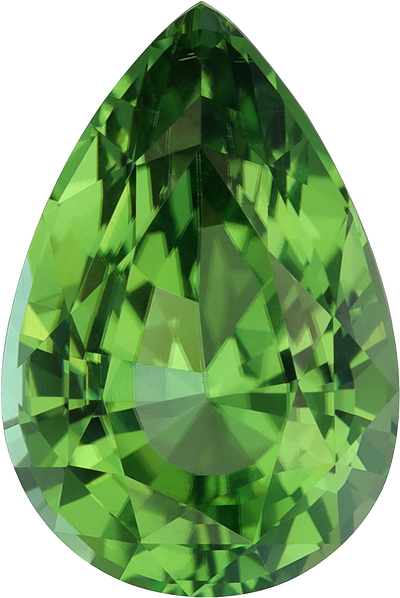 Pear cut chrome tourmaline, 13.13 by 8.77 mm, shown at actual size