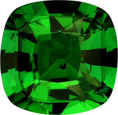 Cushion cut chrome tourmaline, 9.87 by 9.63 mm, shown at actual size