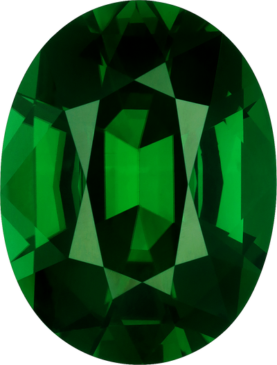 Oval cut chrome tourmaline, 18.6 by 14.09 mm, shown at actual size