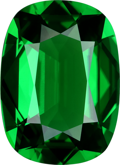 Cushion cut chrome tourmaline, 13.83 by 10.09 mm, shown at actual size