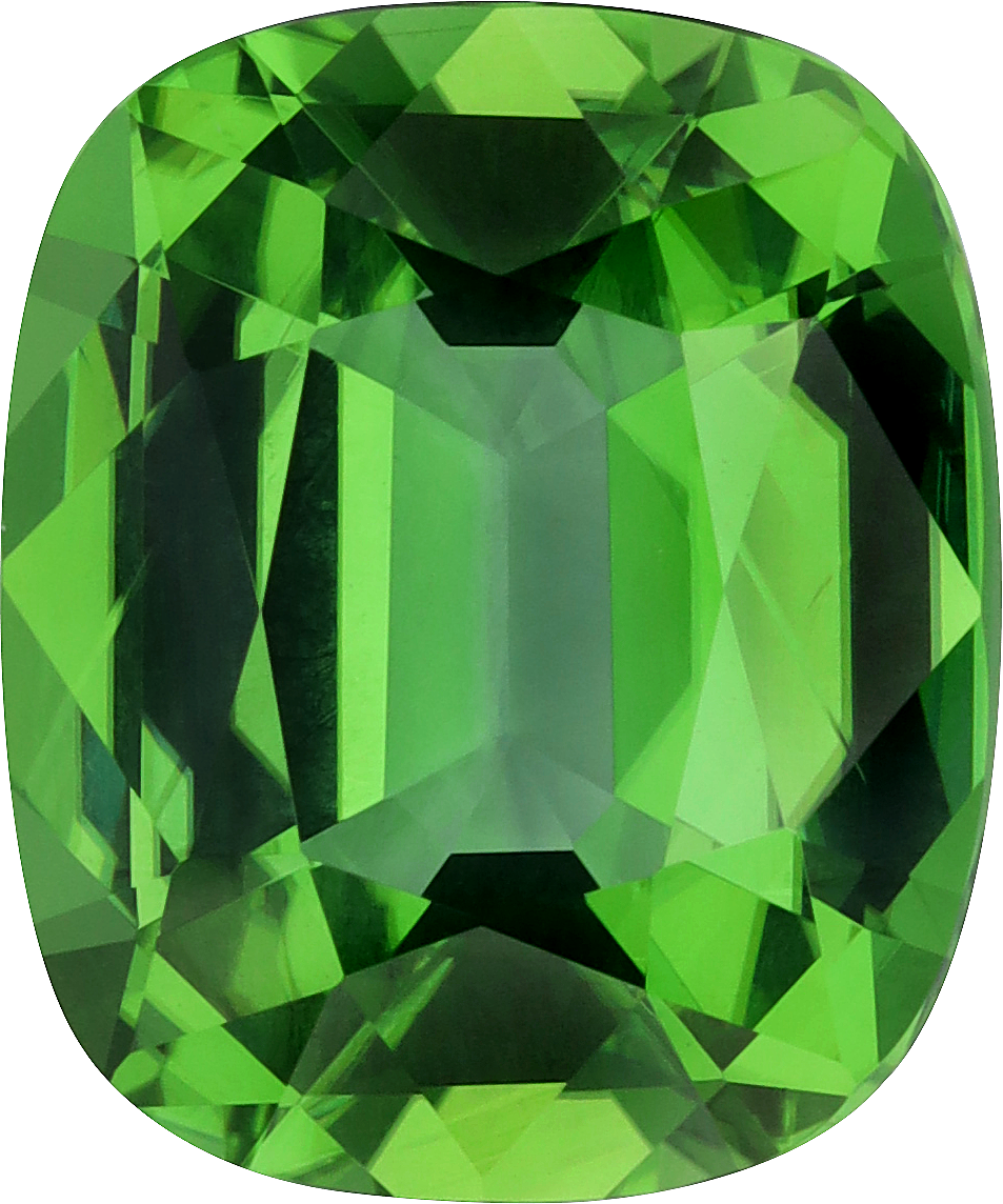 Cushion cut chrome tourmaline, 11.08 by 9.22 mm, shown at actual size