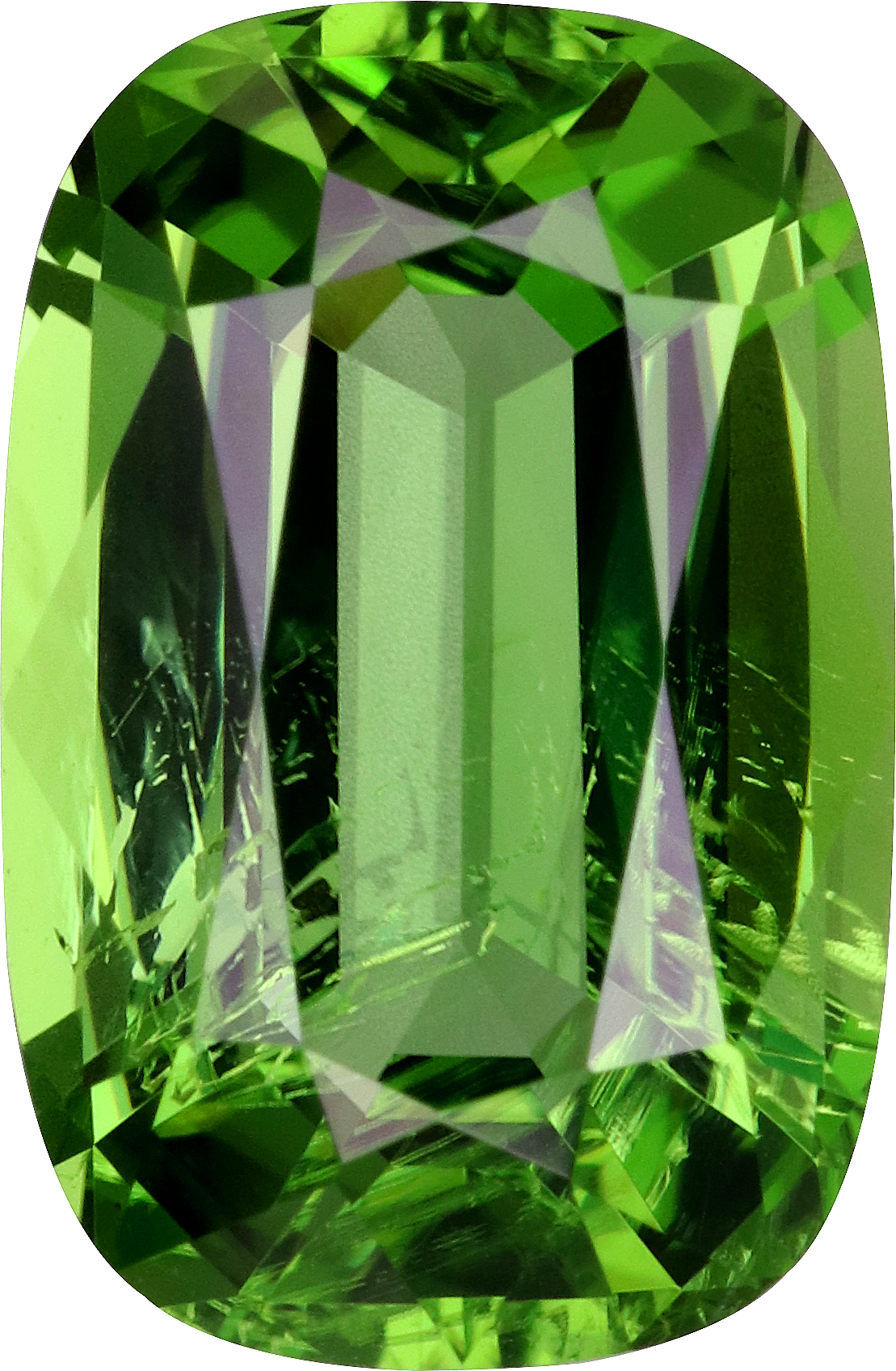 Cushion cut chrome tourmaline, 10.85 by 7.11 mm, shown at actual size