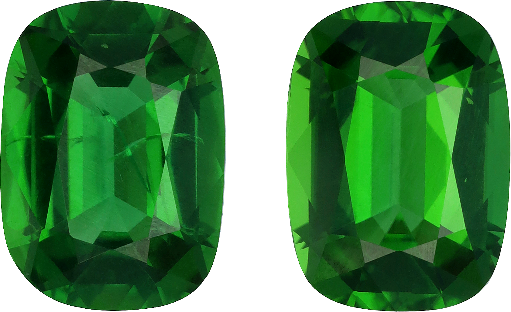 Cushion cut chrome tourmaline, 10.17 by 7.42 mm, shown at actual size