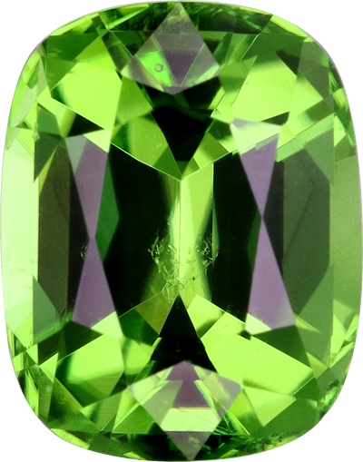 Cushion cut chrome tourmaline, 9.08 by 7.14 mm, shown at actual size