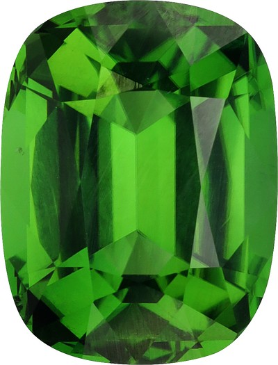 Cushion cut chrome tourmaline, 11.11 by 8.48 mm, shown at actual size