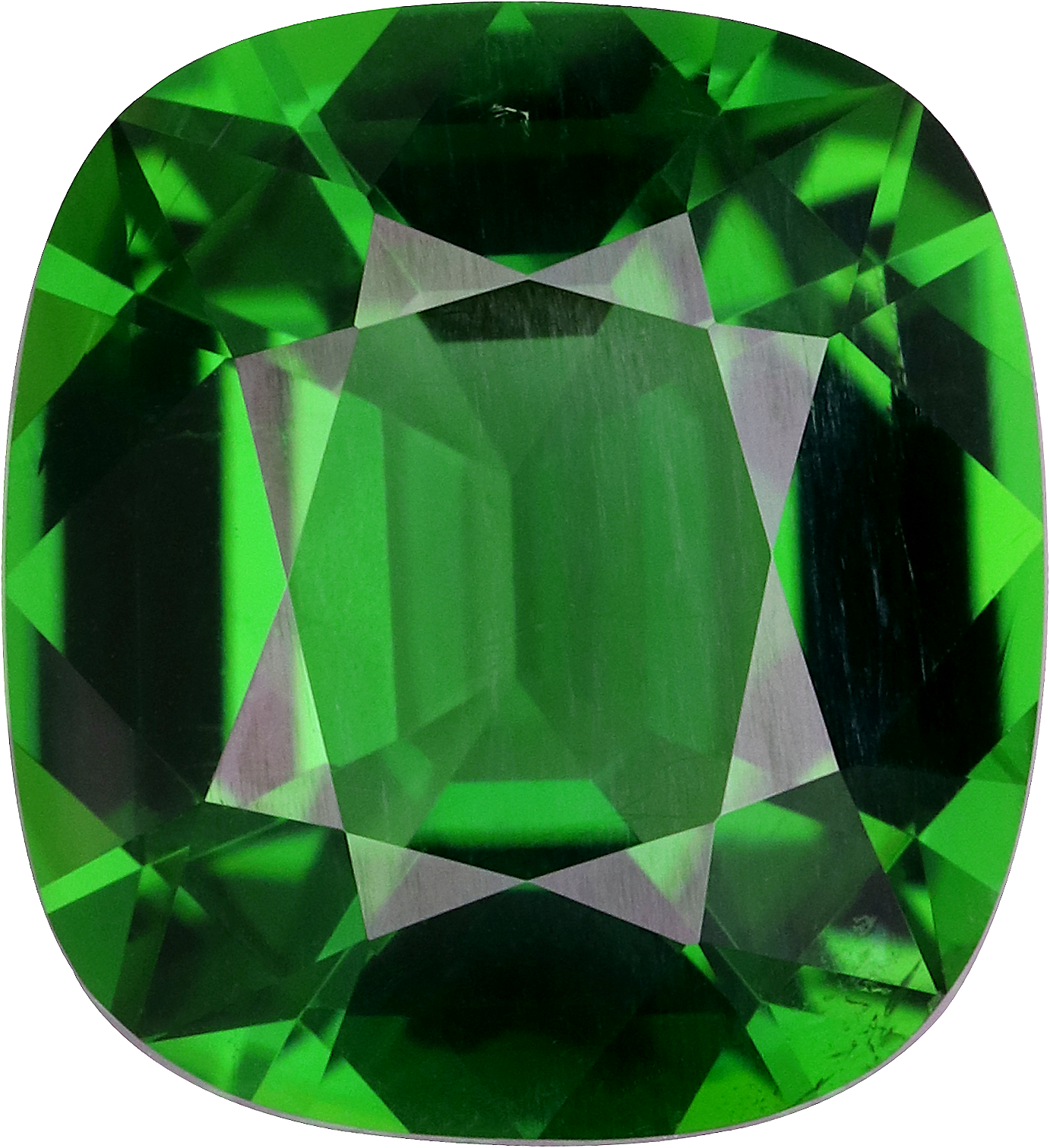 Cushion cut chrome tourmaline, 9.6 by 8.73 mm, shown at actual size